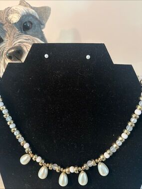 Plunder Beaded Pearl Drop necklace and stud, pearl earrings